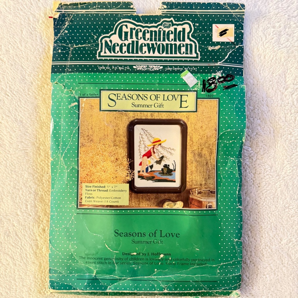 Vintage 1982 Greenfield Needlewomen Seasons of Love Summer Gift Cross Stitch Kit